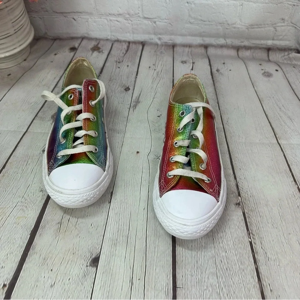 converse all star rainbow glitter low tops kids youth sz 2 ROYGBIV